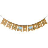 It’s a Boy Burlap Banner Light Blue Heart Decor for Baby Shower & Gender Reveal
