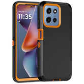 For Moto G 5G 2025 Case, With 2 Screen Protector Heavy Duty Drop Protection,Full Body 3 In 1 Rugged Shockproof Dust-Proof Protective Phone Cover For Motorola Moto G 5G 2025 (Orange)