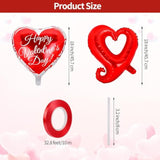 20 Happy Valentines Day Balloons - Red And Pink Aluminum Foil Heart Shaped Balloons With 'I Love You' Message And Ribbon For Wedding Decor And Romantic Photo Props