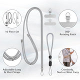 Phone Lanyard, 2 Pack Adjustable Cell Phone Lanyard Crossbody Neck Strap & 2 Pack Phone Wrist Strap with 6 Pcs Tether Tabs for Travel Hiking Dog