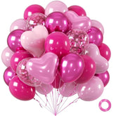 60Pcs Pink Balloons 12Inch, Metallic Hot Pink Confetti Balloon For Valentines Day Wedding Bridal Shower Birthday Party Decorations