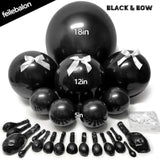 Double Stuffed Black Balloons Various Sizes Arch Garland Kit With White Bow