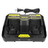 2Port Dcb102 Charger Repalcement For Dewalt 12V/20V Battery Charger Compatible With Dewalt 20V Max Dcb200 Dcb203 Dcb125 Dcb107 2-Port Simultaneous Charging Station For Dewat 20 Volt Battery