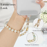 Wrist Strap, Natural Gemstone Beaded Phone Charm Chain For Women & Girls, Detachable Lanyard With 2 Tether Tabs For Most Cellphone Cases