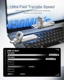256Gb Usb C Ssd Flash Drive Up To 450Mb/S Usb 3.2 Solid State Thumb Drive Type-A + Type-C 2-In-1 Flash Drive Memory Stick Data Storage Compatible With Smartphone Tablet Computer Game Console