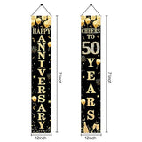 Happy 50Th Anniversary Door Banner Decorations, 50 Years Cheers Party Supplies, Black Gold Fifty Anniversary Welcome Door Banner Sign