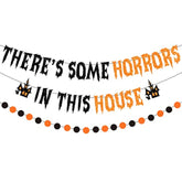 Theres Some Horrors In This House Banner Glitter Haunted House Halloween Decor
