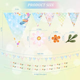 3Pcs Triangle Bunting Banner Garland, Spring Floral Flags Pennant Garlands, Reusable Paper Hanging Decorations, Carnival Theme Birthday Party Outdoor Events Decor Supplies
