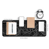 Large Computer Mouse Pad With Non-Slip Base For Desktop, Cute Gaming Mouse Mat With Stitched Edges, Long Extended Anime Mousepad For Laptop, 31.5 X 11.8 Inches (Black Topographic Map)