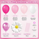 139 PCS Pink Cat Balloon Garland Kit with Flowers for Birthday & Baby Shower