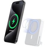 OMOTON Portable Charger Power Bank - 10000mAh Magnetic Fast Charging Battery Pack for iPhone 15 (Above 11 Series), LED Display Indicators and Foldable Stand- Blue