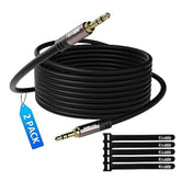 3.5Mm Auxiliary Audio Stereo Cable 8 Feet (2 Pack), Male To Male Aux Cord, Gold Plated Connectors, Ofc Core, Black Cable (With 5 Pcs Cable Ties)