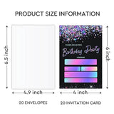 Black And Glitter Birthday Party Invitations Cards With Envelopes, Modern Party Invitations, Birthday Celebration Supplies, Double-Sided Fill-In Bday Invites For Boys Girls - C11