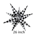 4-Piece 26-Inch Black White Checked Balloons for Party and Racing Decor