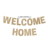 Pre-Strung Welcome Home Banner - No Diy - Gold Glitter Welcome Home Banner - Pre-Strung On 8 Ft Strand - Housewarming, Homecoming, & Military Return Party Decorations & Decor. Did We Mention No Diy