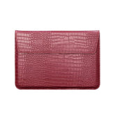 Laptop Sleeve Compatible With Macbook Air 13/13.6 Inch M4 M3 M2 M1 A3240 A3113 A2681 A2337 A2179 A1932 2025-2018 / Pro M2 M1 2022-2016, Crocodile Grain Pu Leather Flap Style Case Bag, Wine Red