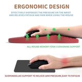 Ergonomic Mouse Pad Wrist Support With Massage Design, Pain Relief Mousepad With Wrist Rest, Memory Foam & Non-Slip Pu Base, Red Mouse Pads For Desk, Office & Home
