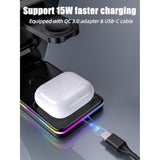 Wireless Charging Station For Mag-Safe Charger, 3 In 1 Mag-Safe Charger Stand For Iphone 16 Pro Max/15/14/13/12, Foldable Mag-Safe Nightstand Charger For Air Pods, Iwatch (Black)