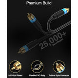 Rca Audio Subwoofer Cable (25Ft, Dual Shielded With Gold Plated Rca To Rca Con