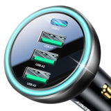 55W 4-Port Car Charger, Pd3.0 Qc3.0 Super Fast Charging Usb C Car Charger For Multiple Devices, Cigarette Lighter Adapter For Iphone 16/15/14 Series, Ipad Pro, Samsung S25/S24 Ultra, Pixel