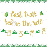 Mountain Bachelorette Party Decorations, Last Trail Before The Veil Banner, Hiking Camp Bachelorette Party Supplies, Bachelorette Banner For Wedding Bridal Shower Party Bunting Decoration