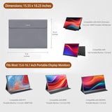 MOSISO Portable Monitor Case Sleeve 16.1 Inch, Carrying Case for 15.6-16.1 Inch Display Monitors, Laptop Bag With Front Pocket, PU Leather for Travel, Gray