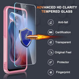 Case Compatible With Moto G Play 2024, Full Body Heavy Duty Rugged Shockproof Protective Phone Cover With Lanyard Strap,Tempered Glass Screen Protector,Cute Pink
