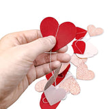 Rose-Gold Pink Burgundy-Red Party Decorations Heart Garland 4 Pack 40 Feet Heart Paper Streamers Banner For Valentines Day Mothers Day Engagement Wedding Hanging Party Decoration
