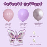Butterfly Balloons Arch Garland Kit,Pink And Purple Balloons With Lavender Lilac Foil Butterfly For Girl'S Birthday Baby Shower Wedding Mother'S Day Valentines Party Decorations