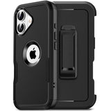 For Iphone 16 Case With Belt Clip Holster,2X Screen Protector, Heavy Duty Protection,Military-Grade Protection,Anti-Drop,Shockproof Phone Cover For Iphone 16 Case,Black