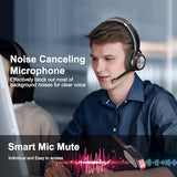 Bluetooth Headset with Microphone, Wireless Headset with Mic & Mute Button, 40 Hrs Working Time Noise Cancelling Bluetooth 5.2 for PC Laptop Teams