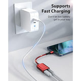Usb C To 3.5Mm Headphone And Charger Adapter, 2 In 1 Usb-C To Aux Audio Jack With Safe 30W Fast Charging, Hi-Res Dac Compatible With Samsung S22 S21 Ultra Note 20/10, Pixel 9/6/5/Xl- Red