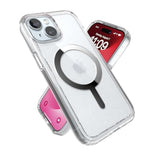 Speck Clear iPhone 15 Case - Slim, Built for MagSafe, Drop Protection - for iPhone 15, iPhone 14 & iPhone 13 - Scratch Resistant, Anti-Yellowing, 6.1 Inch Phone Case - GemShell Clear/Chrome