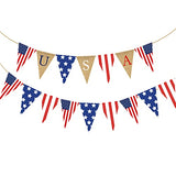 Independence Day Pennant Flag 4th of July Burlap Banner USA Bunting Banner Patriotic Triangle Flag American Star Stripe Garland Banner for Memorial Veteran Day Labor Day Mantel Fireplace Decor