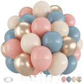12" Dusty Pink, Blue & Gold Gender Reveal Balloons for Boho Baby Showers