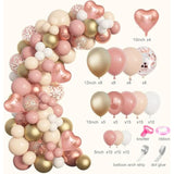 153Pcs Boho Blush Balloon Arch Kit with Nude, Peach & Gold for Parties Weddings