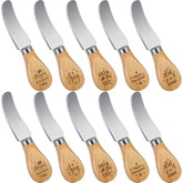 10 Pcs Christmas Cheese Spreader Knives 5.1 Inch Stainless Steel Butter Spreader Knives With Wooden Handle For Christmas Decoration Charcuterie Board Cheese Condiments