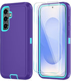 Phone Case For Samsung Galaxy S25 Case With Hd Screen Protector, Heavy Duty Shockproof & Dropproof 3-Layer Cover Phone Case For Galaxy S25 6.2'',Purpleskyblue