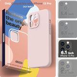 Compatible With 13 Pro Case With Screen Protector, (Camera Protection & Soft Microfiber Lining) Liquid Silicone Phone Case 6.1 Inch 2021, Pink Sand