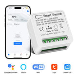 Smart Wifi Wireless Relay Switch Module, Tuya Ac100-240V Smart Life Remote Control Compatible With Alexa And Google Home, 16A