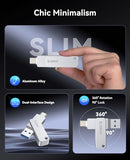 128Gb Usb Flash Drive Read Speed Up To150Mb/S Dual Usb-C & Usb-A Mini Thumb Drive For Iphone 15/16/17, Android, Tablets, Laptops, Mac, Windows Plug And Play-Eb05