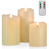 Flickering Flameless Candles, Realistic Led Candles With Remote And Timer, Set Of 3 Battery Operated Candles For Room Fall Home Decor Wedding Christmas Decorations