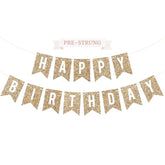 Pre-Strung Happy Birthday Banner - No Diy - Gold Glitter Birthday Party Banner - Pre-Strung Garland On 6 Ft Strands - Gold Bday Party Decorations & Decor. Did We Mention No Diy