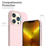 Compatible With 13 Pro Case 6.1, Slim Liquid Silicone 3 Layers Full Covered Soft Gel Rubber Case Cover 6.1 Inch-Chalk Pink