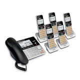 Vg208-5 Dect 6.0 5-Handset Corded/Cordless Phone For Home With Answering Machine, Call Blocking, Caller Id, Large Backlit Display, Duplex Speakerphone, Intercom, Line-Power Backup(Silver/Black)