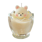 Egg Shaped Glass Scented Candle Funny Fragrance Candle For Birthday The Broken Shell (Little Bear)