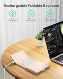 Foldable Bluetooth Keyboard With Touchpad - Portable Wireless Keyboard With Holder, Rechargeable Full Size Ultra Slim Pocket Folding Keyboards For Android Windows Ios Tablet & Laptop - Pink