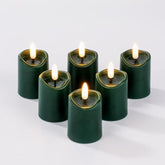 Simplelight Green Flameless Votive Candles With Timer, Realistic Black Wick Advent Wreath Candles Battery Operated, Battery Included, D 1.8” X H 3.1”, Set Of 6 For Christmas Decoration(Green)