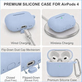 Soft Skin Silicone Case Cover for AirPods 4th Generation with Keychain and Cleaner Kit, Sky Blue, Compatible with AirPods 4th Gen Case, Protective Case for Men and Women