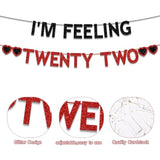 22Nd Birthday Party Decorations For Girls Women, Black Red Glitter I'M Feeling Twenty Two Banner, Taylor Singer Themed Girls 22 Years Old Birthday Party Decorations Supplies
